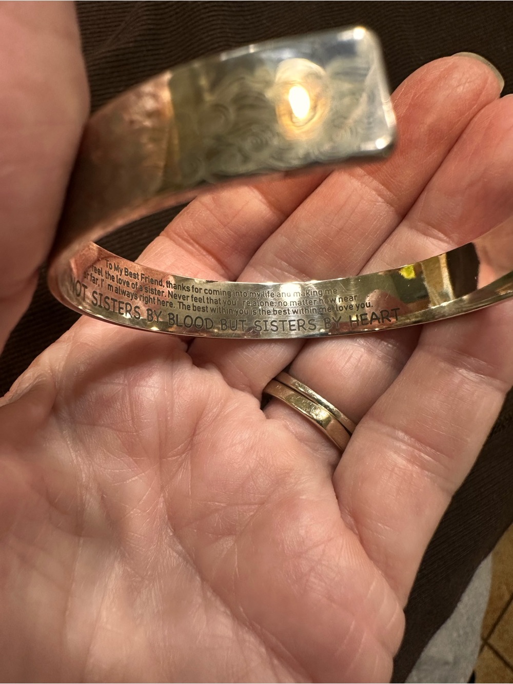 Cuff bracelet friend Engraved message Metal Cuff